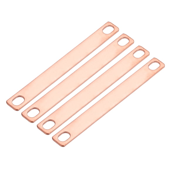 Uxcell 4 Pcs Bus Bar Connector,  Pitch Row 3.4"(85mm) Red Copper Flat Bus Bar for LiFePO4 Cells Lithium Battery Busbar Connector, Red Copper