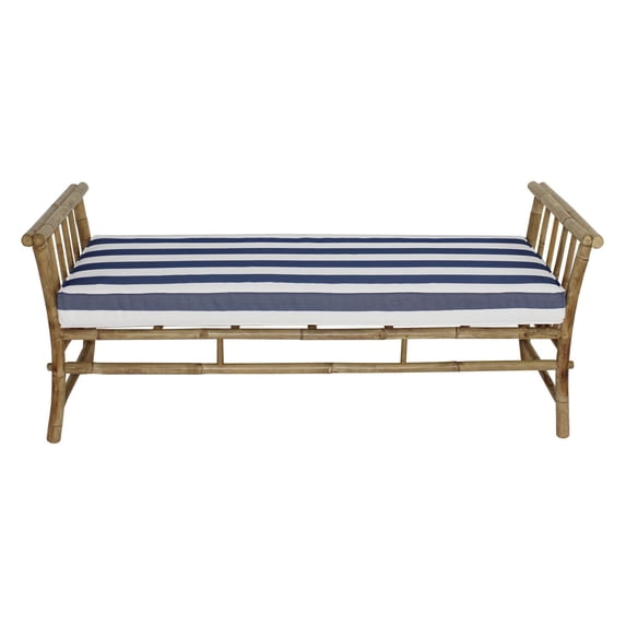 Statra Bamboo 63 in. Backless French Bench with Outdoor Cushion