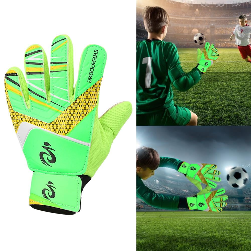 Qiilu Kids Children Goalkeeper Glove NonSlip Soccer Finger Gloves
