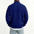 thumbnail image 6 of Men's Business Casual Quarter Zip Sweatshirt Stand Collar Corduroy Long Sleeve Pullover Top Regular Fit Dark Blue M, 6 of 6