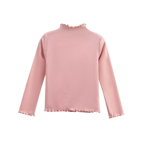 Girl Fleece Sweatshirt Children's Winter Solid Color Velvet Long Sleeved Round Neck Top for Kids 1-12 Years