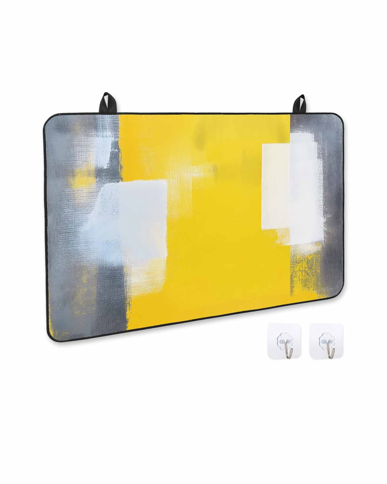 nqOlkjepod Large Induction Cooktop Protector Mat 24"x21", Yellow Grey Stove Top Covers for Electric Stove, Oil Painted Modern Abstract Vintage Stove Burner Cover Mats, Glass Top Stove Cover