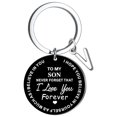 thumbnail image 1 of Llaveros para mujer, llavero de billetera, llavero de auto, llavero DIY para mi hijo, llavero de acero inoxidable negro con apellido de 26 letras, 2,5 cm, decoraciones de moda, 1 of 3