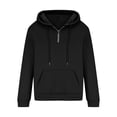 thumbnail image 3 of RYRJJ Men's Quarter Zip Hoodie Outdoor Casul Lightweight Hooded Sweatshirts Long Sleeve Pullover Tops Drawstring Hoodies with Pocket(Black,S), 3 of 5