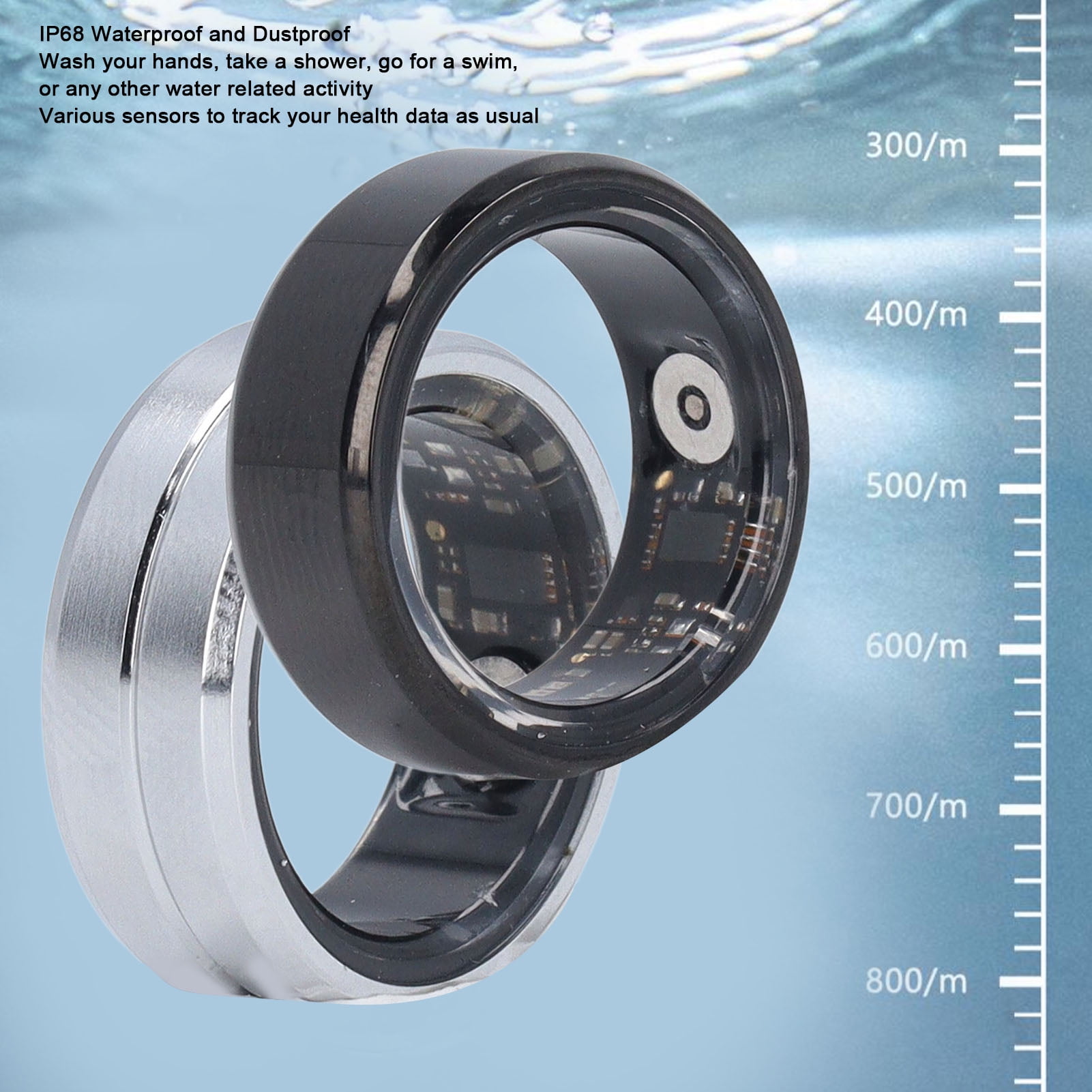 Smart Health Ring Energy Saving Motion Monitoring IP68 Waterproof Ceramic Fitness Tracker Rings JYouPro App Compatibility Health Tracker for Walmart