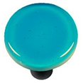 thumbnail image 1 of Hot Knobs HK1027-KRB Turquoise Bleu Ronde Bouton d'Armoire en Verre - Noir Post, 1 of 1