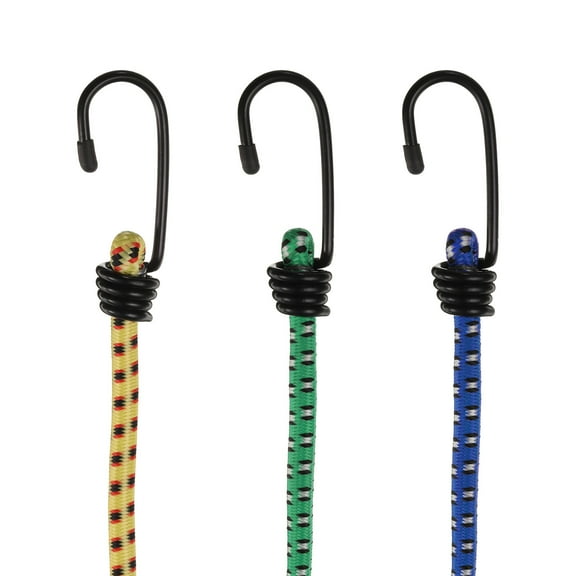 Uxcell 3Pcs Bungee Cord with Hooks 24" Rubber Bungee Cords for Outdoor Camping Straps