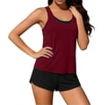 thumbnail image 2 of Women's Three Piece Tankini Swimsuit Set Beach Pool Swimwear Wine M, 2 of 9