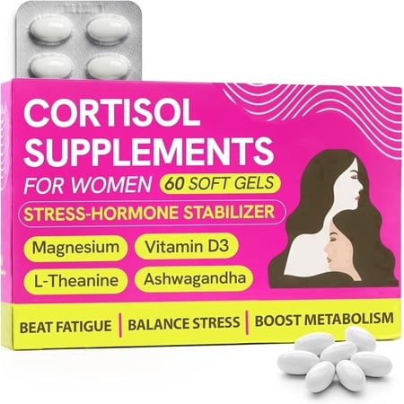 Cortisol Supplements for Women with Ashwagandha, Rhodiola & L-Theanine | Cortisol Reducer Designed for High Stress, Fatigue & Mood Swings | Supports Hormone Balance & Steady Energy | 60 Capsules