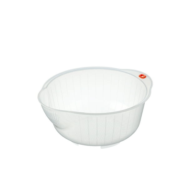 Inomata Japanese Rice Washing Bowl with Strainer, 2.5Quart Capacity