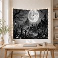 thumbnail image 5 of Halloween Full Moon Over Gothic Castle Graveyard, Eerie Spooky Dark Academia for Horror Fans, Gothic Home Decor Halloween Gift Tapestry Wall Hanging for Living Room, Bedroom and Dorm, 5 of 7