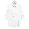 thumbnail image 6 of UQJfacai Womens Plus Size Button Down Shirts Cotton Linen Roll Up Long Sleeve Blouses Summer Casual Collared Loose Beach Tops S-5XL, 6 of 7
