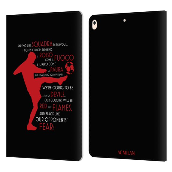 Head Case Designs Officially Licensed AC Milan Adults Silhouette 2 Leather Book Wallet Case Cover Compatible With Apple iPad Air (2019)