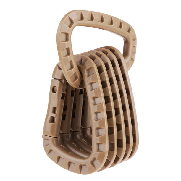 6 mosquetones ABS con correa MOLLE para casco Caqui
