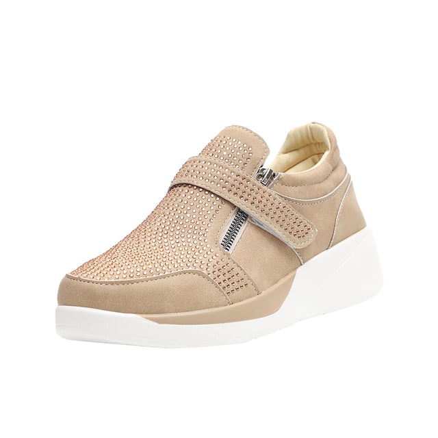 Zapatos para mujer, moda informal, plataformas, cuñas, zapatillas de deporte con cristales, suela antideslizante, zapatillas para correr, botas vaqueras.