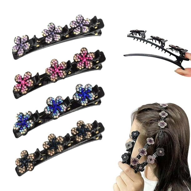 Pinzas para el cabello XINYU trenzadas con piedras de cristal brillantes juego 1