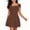 Coffee, variant on Women's Square Neck Skater Dress, Sexy Double Layer Tiered Ruffle Mini Dresses, Slim Fit Flattering A-Line Summer Cocktail Party Dress