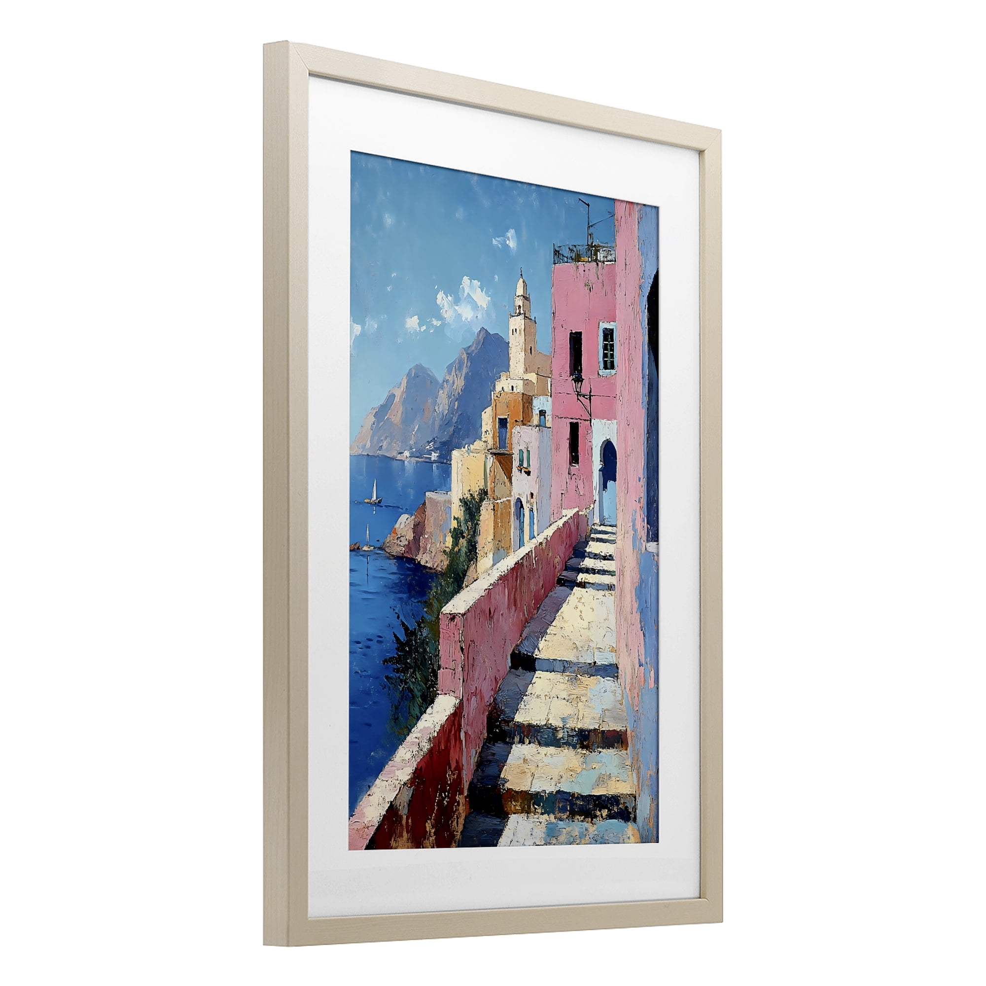 Stupell Industries Coastal Village's Sunlit Pathway Birch Framed Print Under Glass, design by Creative Studio