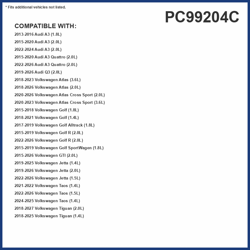PG PC99204C Activated Charcoal Cabin Air Filter | Fits 2018-2027 Volkswagen Tiguan 2.0L; 2019-2025 Jetta 1.4L; 2018-2023 Atlas 3.6L, Audi TT RS Quattro 2.5L; 2022-2026 Taos, Jetta 1.5L