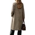 thumbnail image 5 of XRoczxe Women's Plaid Long Trench Coat, Classic Lapel Button Down Checkered Jacket, Casual Fall Winter Outerwear with Pockets for Daily Work Wear S-XXL, 5 of 6