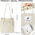 thumbnail image 7 of Ayieyill Corduroy Tote Bag Large for Women Girl Lady Canvas Shoulder Cord Purse and Handbags with Inner Pocket (Beige), 7 of 7