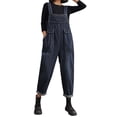 thumbnail image 1 of HBFAGFB Jumpsuit Womens Fashion Casual Denim Overalls Plus Size Loose Rompers with Pockets Black Size L, 1 of 7