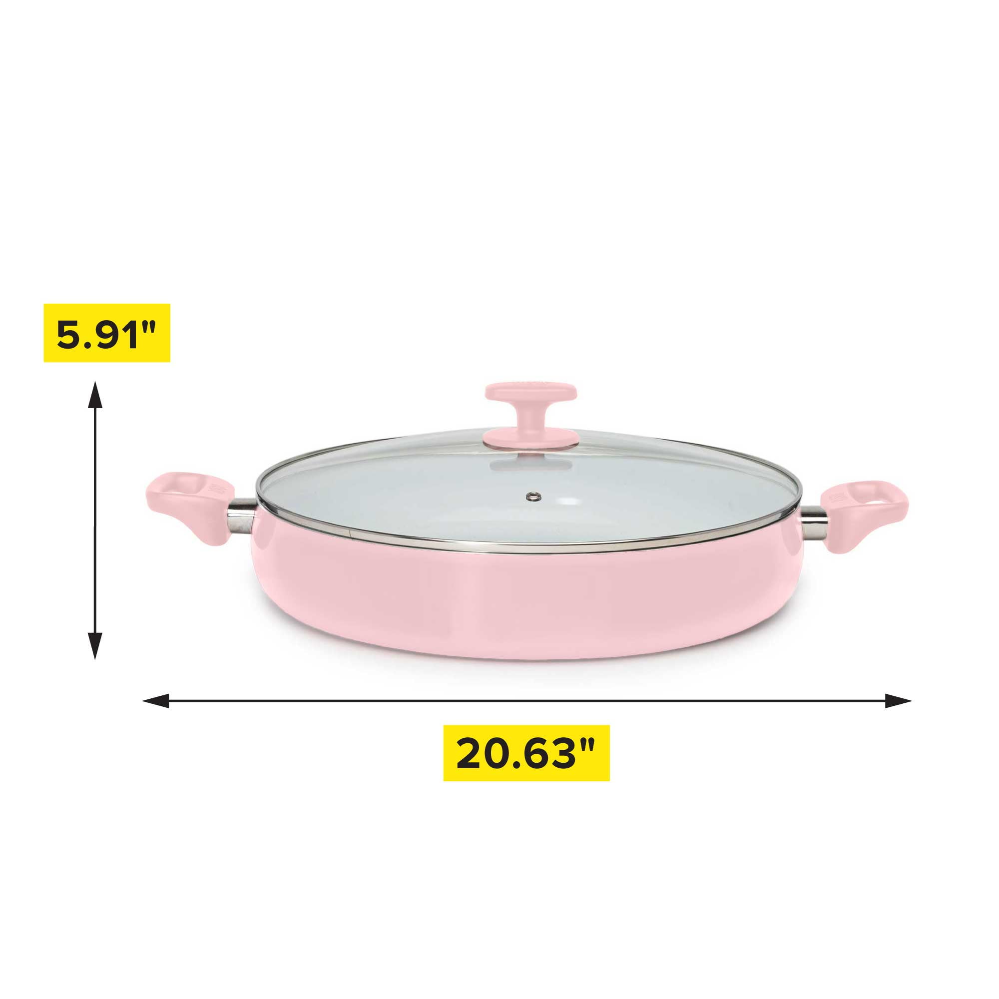 PYTKL Healthy Ceramic Nonstick, Cookware Pots And Pans Set, 14  Piece, Pink,Kitchen Accessories : Home & Kitchen
