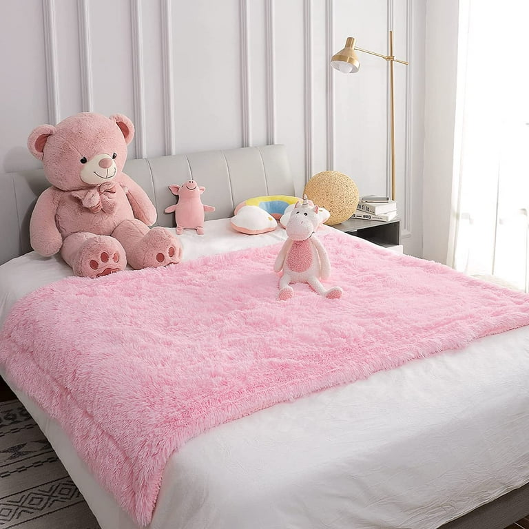 YJ.GWL Soft Shaggy Throw Blanket Fluffy Plush Bed Throws Fuzzy
