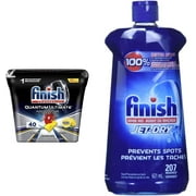 Finish Dishwasher Detergent, Quantum Ultimate, Lemon, 40 Tablets & Jet-Dry Rinse Aid, Original, 621ml, Dishwasher Rinse Agent & Drying Agent