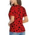 thumbnail image 3 of Vsdgher Ladybug Pattern Women Shirts V Neck Short Sleeve Tops T-Shirt Basic Tees, S to 3XLSmall, 3 of 5
