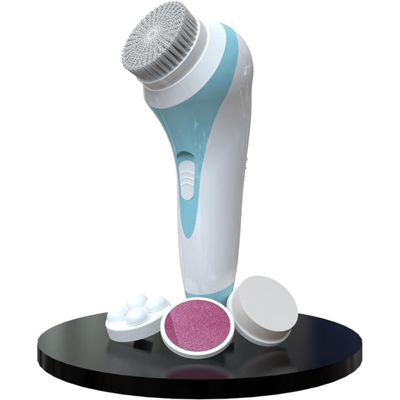 Bella Ciao 5-Piece Cordless Facial Cleansing Brush Set with Exfoliating & Massaging Heads, Blue