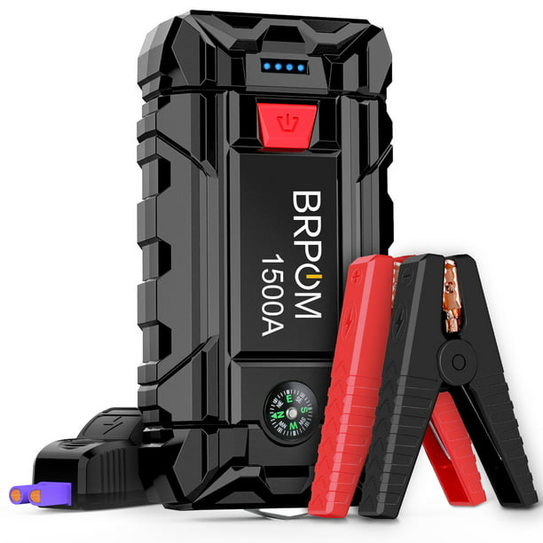 profiel Springplank Bedoel BRPOM Car Jump Starter, 1500A Peak 15800mAh (up to 7.0L Gas or 5.5L Diesel  Engine, 30 Times) 12V Auto Booster Battery Pack Jump Box with Quick Charger  Smart Jump Cables - Walmart.com