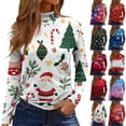 thumbnail image 5 of Women's Casual Daily Wear Mid Neck Long Sleeve Christmas Printed Top, Holiday Graphic Blouse, Comfortable Fall Winter T-Shirt,Hot Pink,XL, 5 of 6