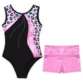 thumbnail image 3 of Alvivi Gymnastics Leotards for Girls Kids Sleeveless Printed Biketard with Shorts Athletic Trackusit Leopard 14, 3 of 7