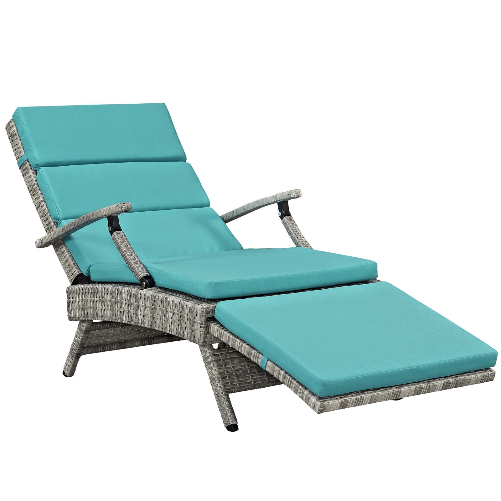 Modway Envisage Chaise Outdoor Patio Wicker Rattan Lounge Chair in Light Gray Turquoise - image 4 of 10