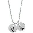 thumbnail image 1 of Delight Jewelry Silvertone Large Script Letter - N - 3/4'' Disc - Silvertone Script Initial Disc - & - Charm Necklace, 20"+3", 1 of 4