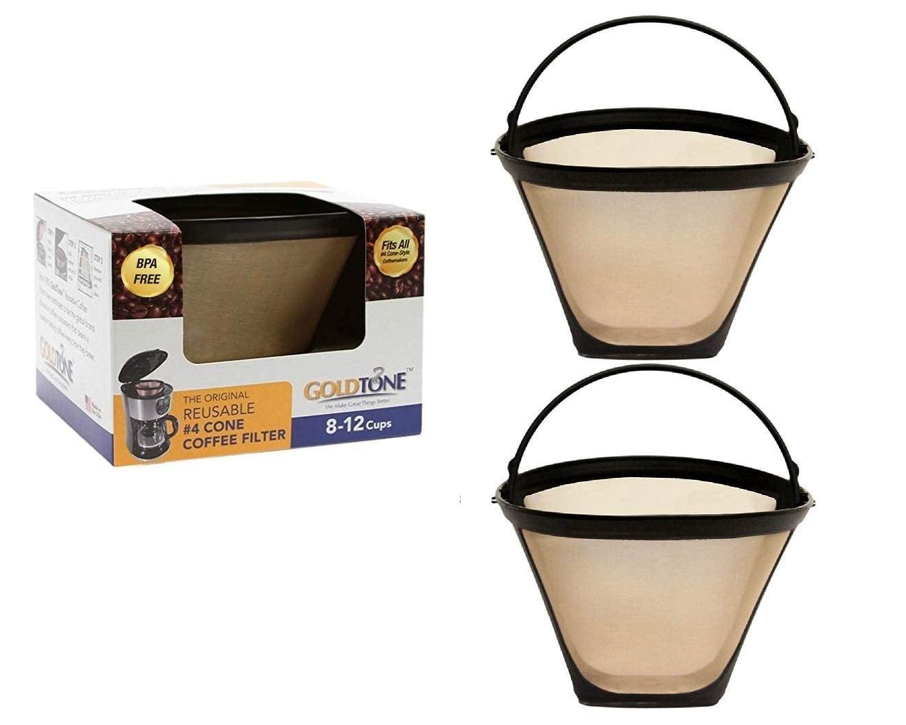Reusable Gold Tone Permanent #4 Cone Shape Coffee Filter Mesh Basket Filte GYJA 