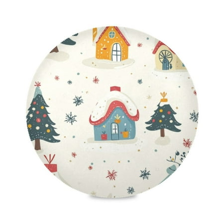 

Round Plate Mat 15.4x15.4 Inchesx4 Placemat Table Mat Kitchen Mat Coffee Mat Fabric Thick Strong Wear-Resistant Heat Resistance Lovely House and Trees