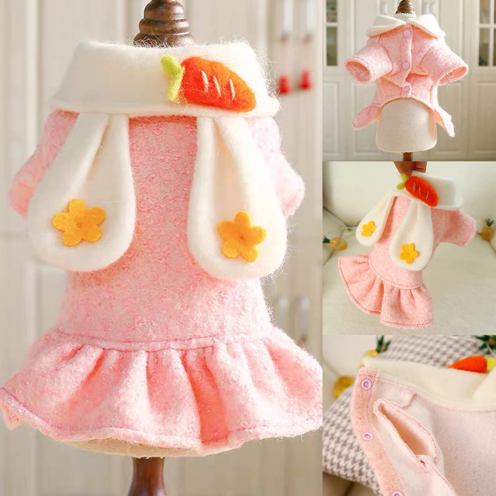 Small Dog Sweaters Female Girl Winter Warm Dog Princess Dress Clothes