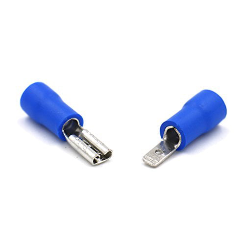 Baomain Blue Female Insulated Spade Wire Connector Electrical Crimp Terminal 16-14 AWG 2.8 x 0.5mm 100 Pack