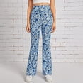 thumbnail image 3 of Owordtank Flare Pants for Women Floral Printed Flare Leg High Waisted Bell Bottom Pants, 3 of 7