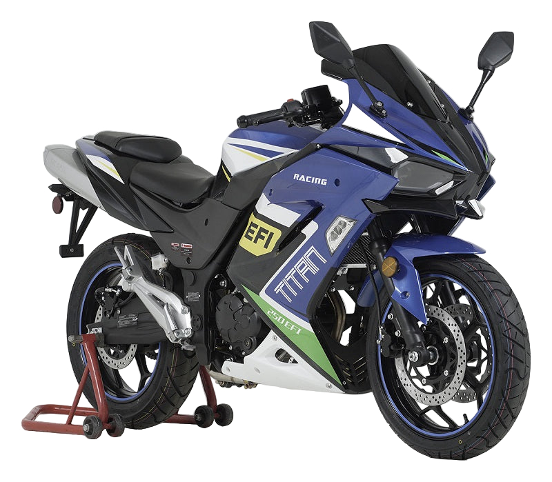HHH Titan250 EFI 250cc Motorcycle Manual Transmission 6 Speed Sport Deluxe EFI Alloy Rims (Blue)