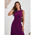 thumbnail image 4 of Elegant stylish sleeveless solid color A-line pleated dress, 4 of 5