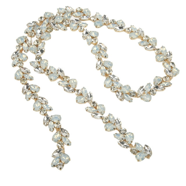 Cadena de flores de diamantes de imitación de 1yd, cadena de diamantes de imitación de gota de ojo de caballo de Color de mano de obra exquisita colorida brillante para decoración DIY, color blanco