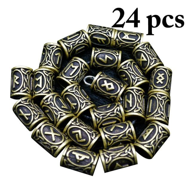 24PCS Beard Bead Vintage Alloy Multi-purpose Rune Bead Jewelry Making Bead