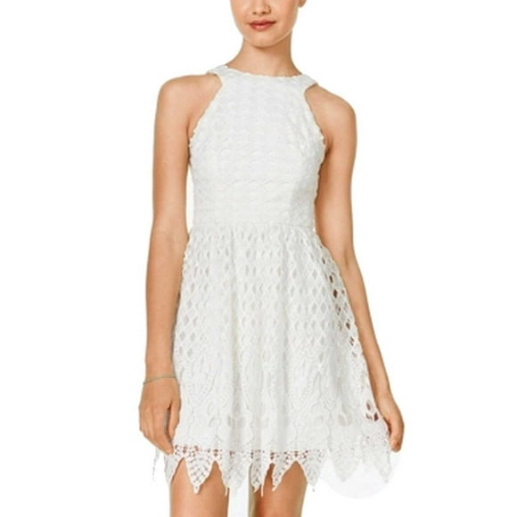 City Studios Juniors Sleeveless Lace Womens Dress, White
