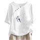 thumbnail image 1 of Blusas de Manga Corta para las Mujeres Impresas Cuello Redondo Camiseta Casual, Blusa de Algodón de Imitación para las Mujeres, 1 of 4