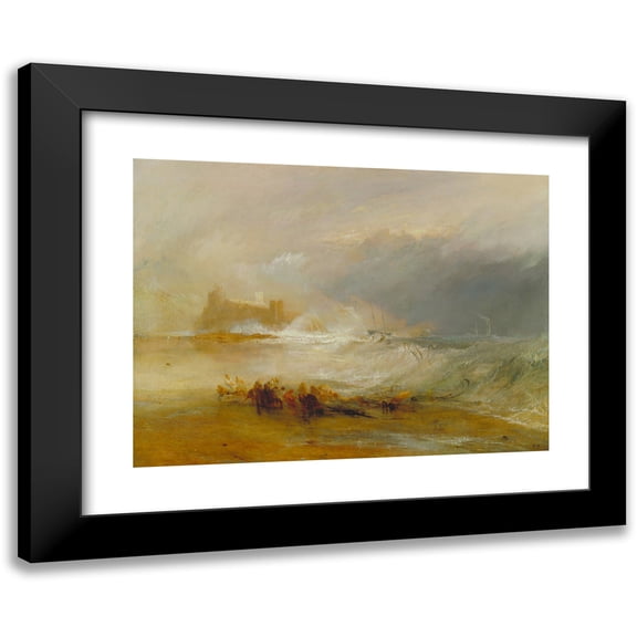 Joseph Mallord William Turner 14x11 Black Modern Framed Museum Art Print Titled - Wreckers - Coast of Northumberland, with a Steam-Boat Assisting a Ship off Shore (1833 - 1834)