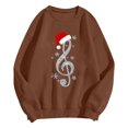 thumbnail image 6 of larpptyWomen Christmas Sweatshirts Vintage Musical Xmas Graphic Crewneck Pullover Casual Long Sleeve Sweater Shirts (Brown, L), 6 of 9