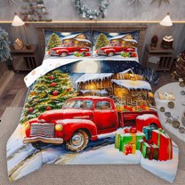 Homewish Kids Christmas Gifts Full Size Comforter Sets,Western Rustic Farmhouse Bedding Comforter Set,Happy New Year Bedding Sets For Men Women,Luxury Bedroom Decor Reversible,3-Piece